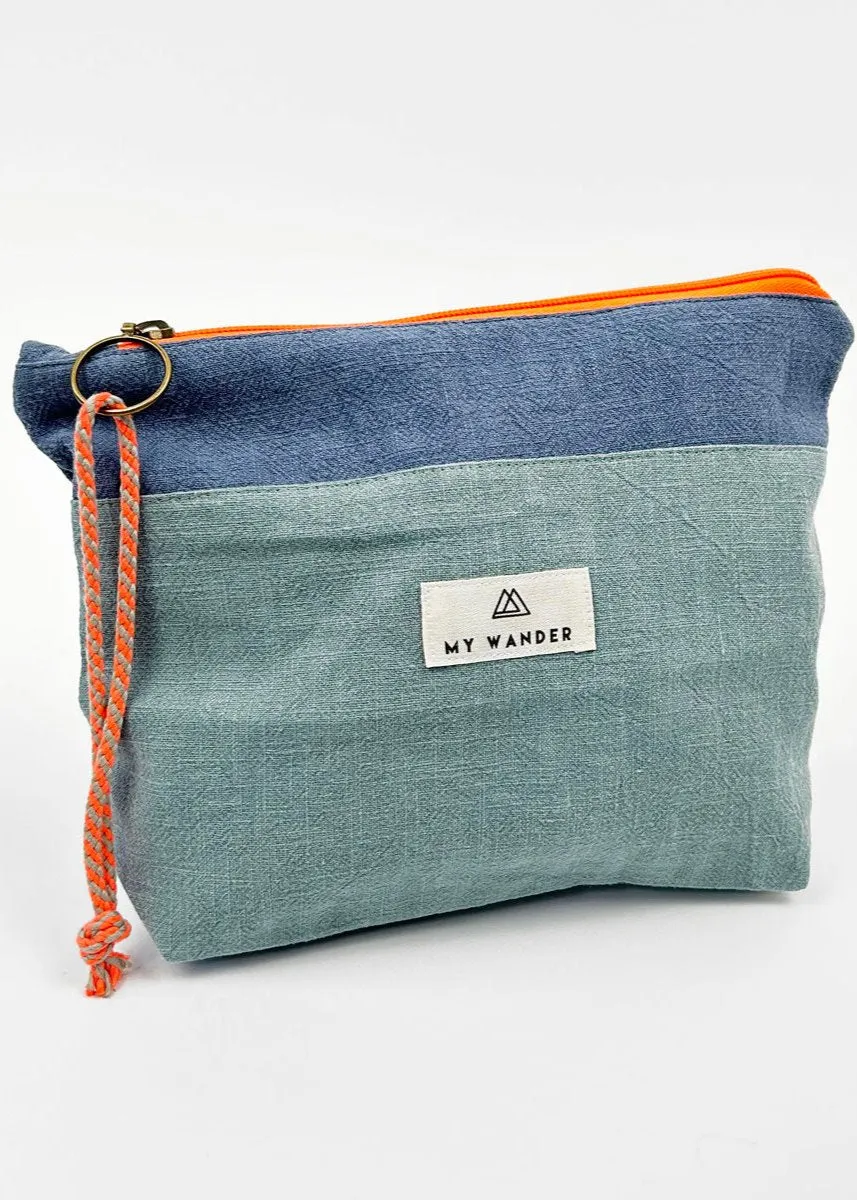 Green Linen Pack Medium Bag + Toiletry Bag