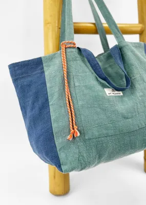 Green Linen Small Shopper Bag