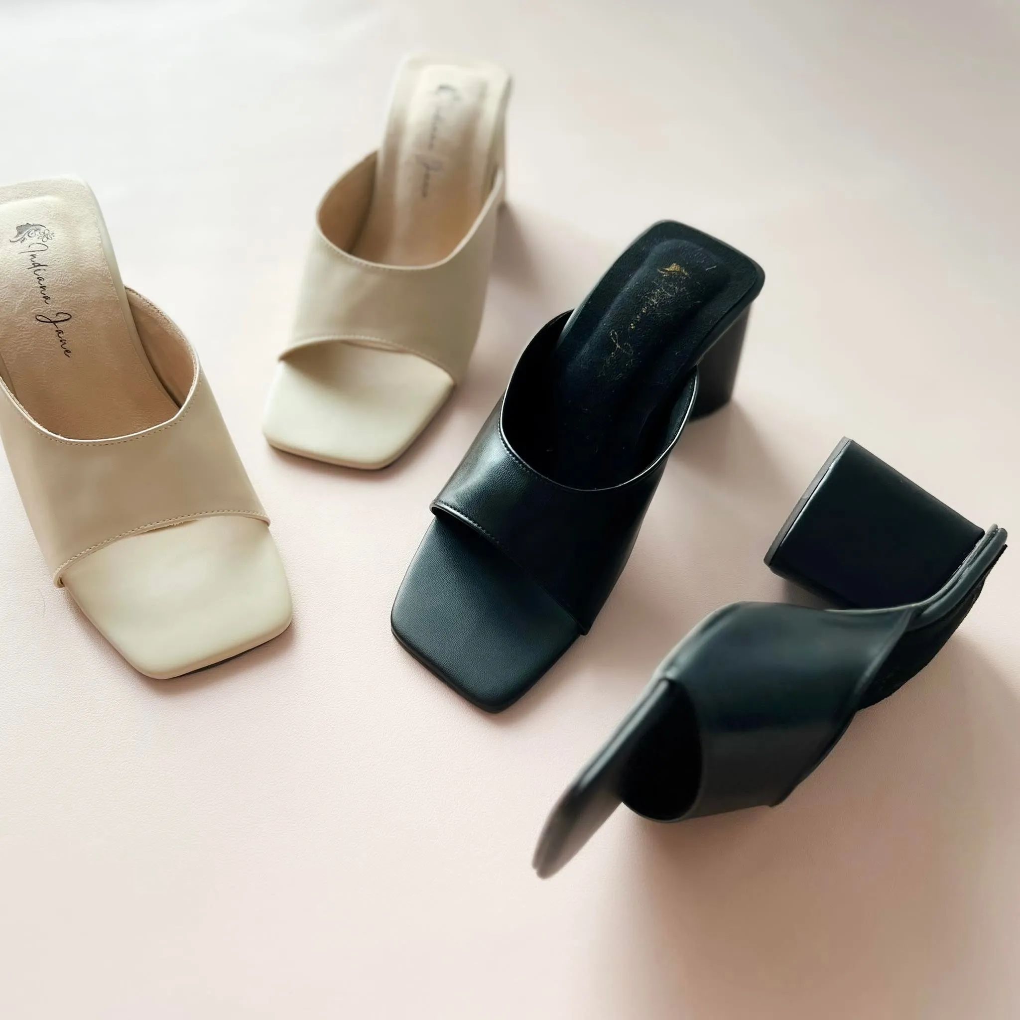 GRETA Triangle Heels Slides with Curve Strap #2