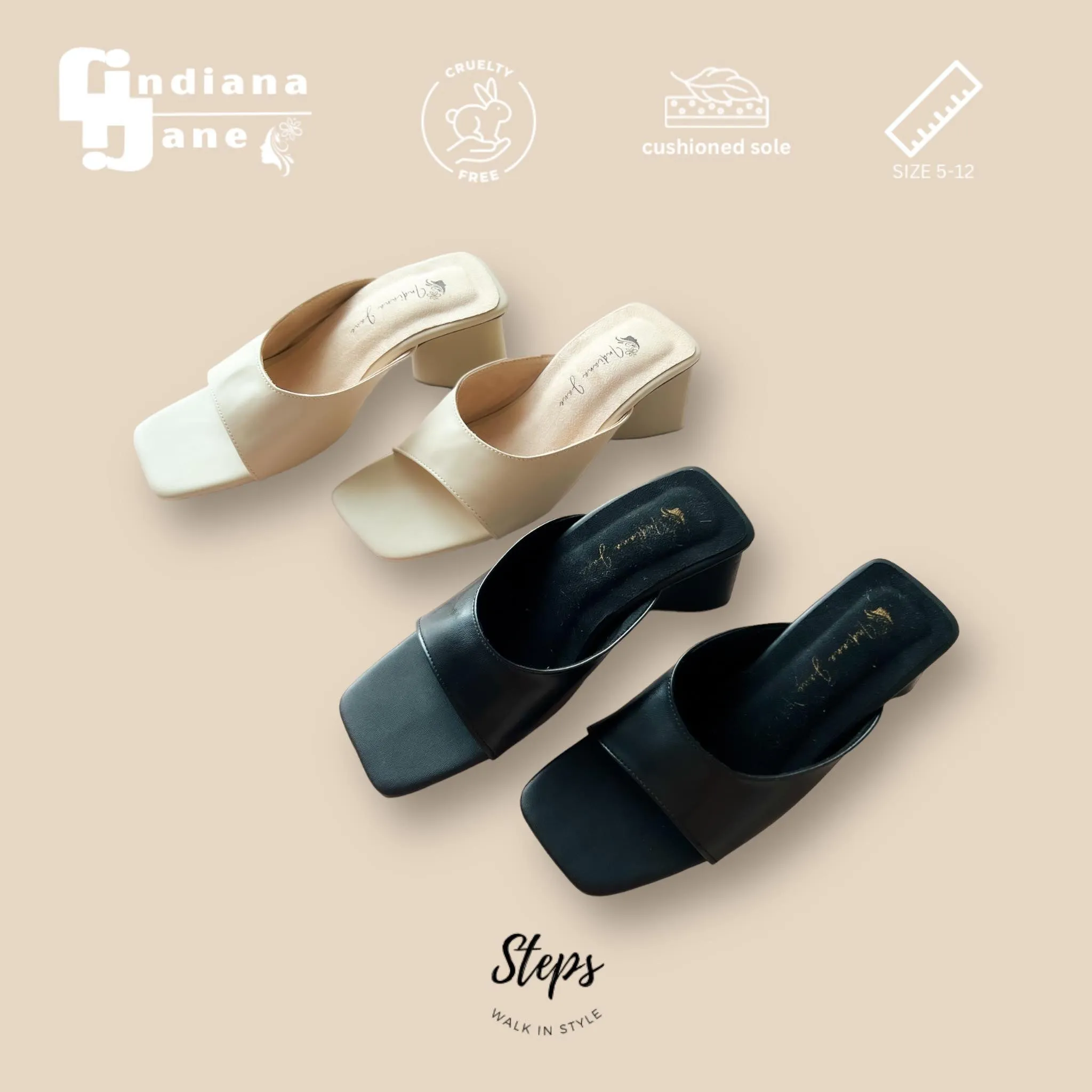 GRETA Triangle Heels Slides with Curve Strap #2