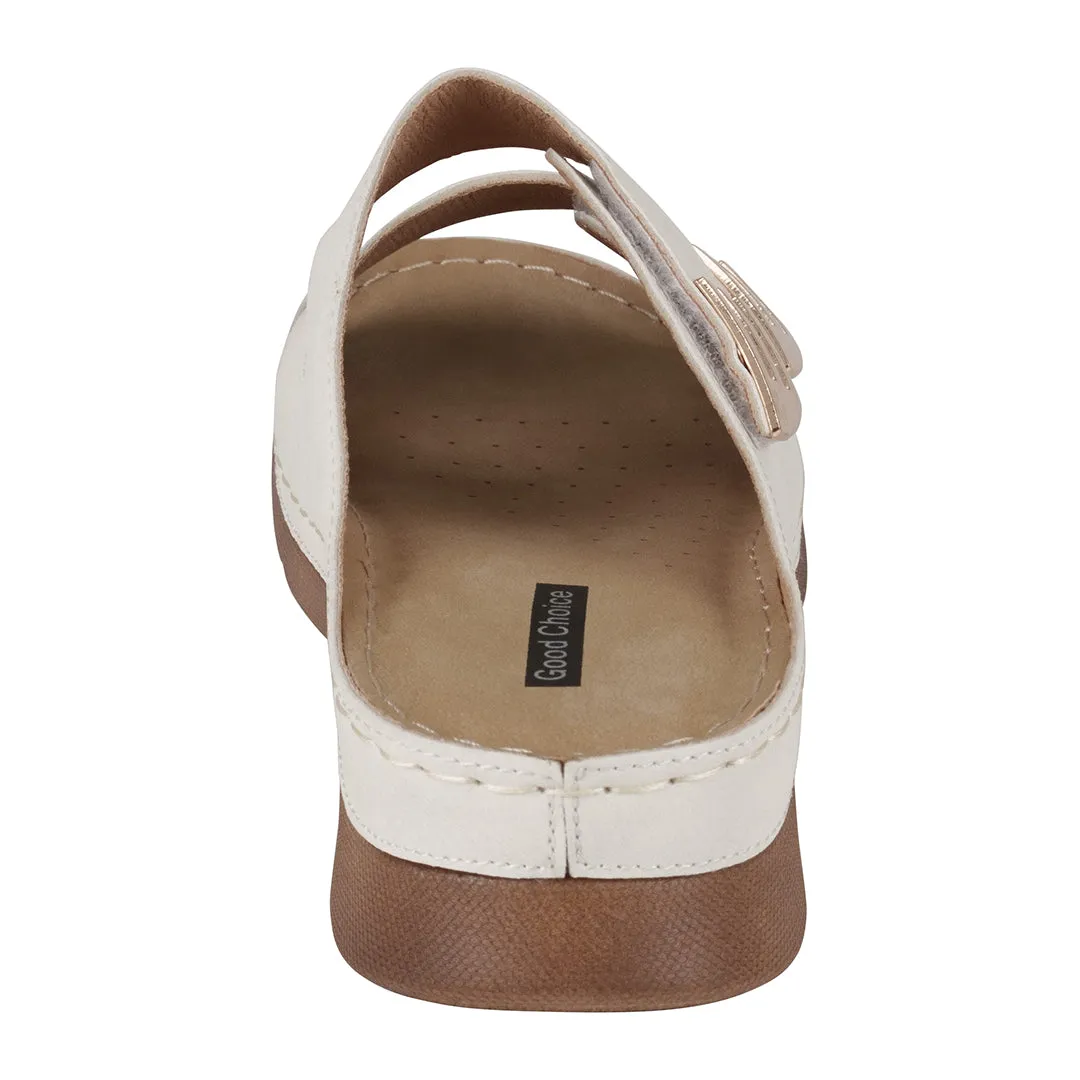 Gretchen White Comfort Flat Sandals