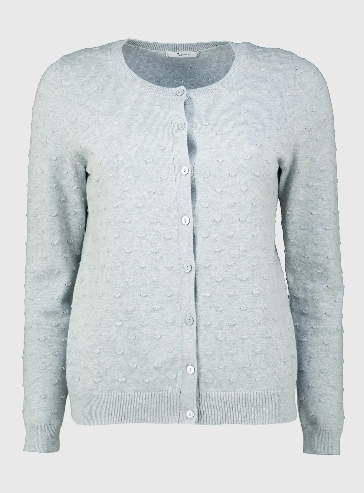 Grey Dotted Crew Neck Cardigan - Size 8 | Shop Jumpers from Tu