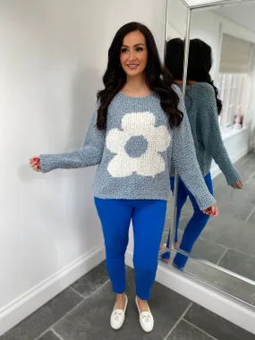 Grey Floral Jumper - Delilah