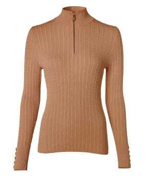 Half Zip Knit Dark Camel Marl