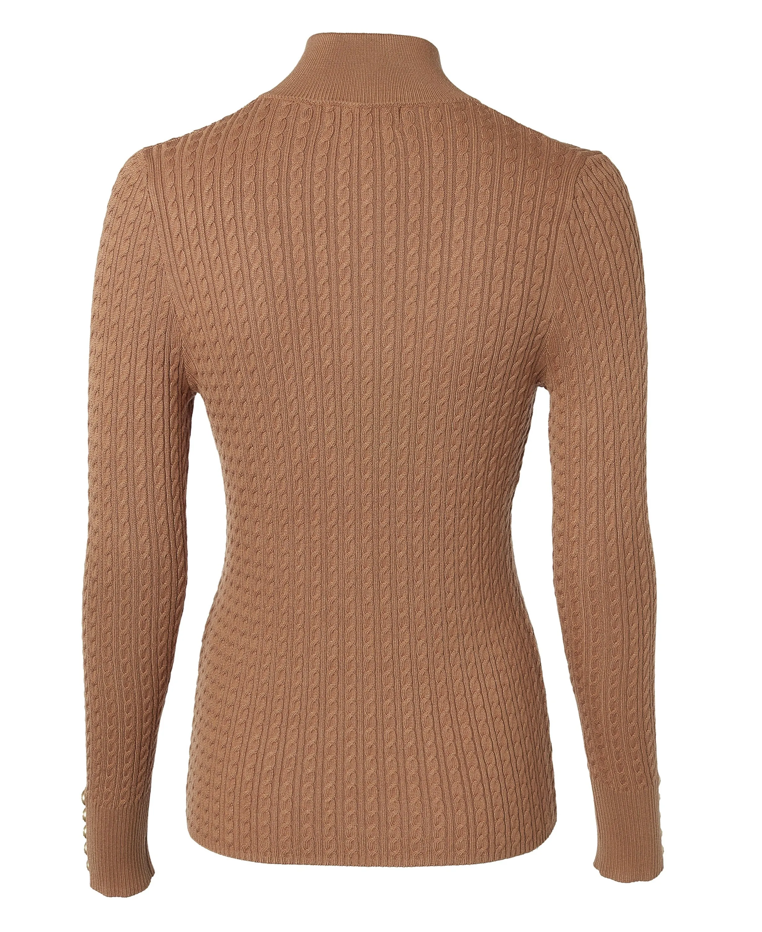 Half Zip Knit Dark Camel Marl