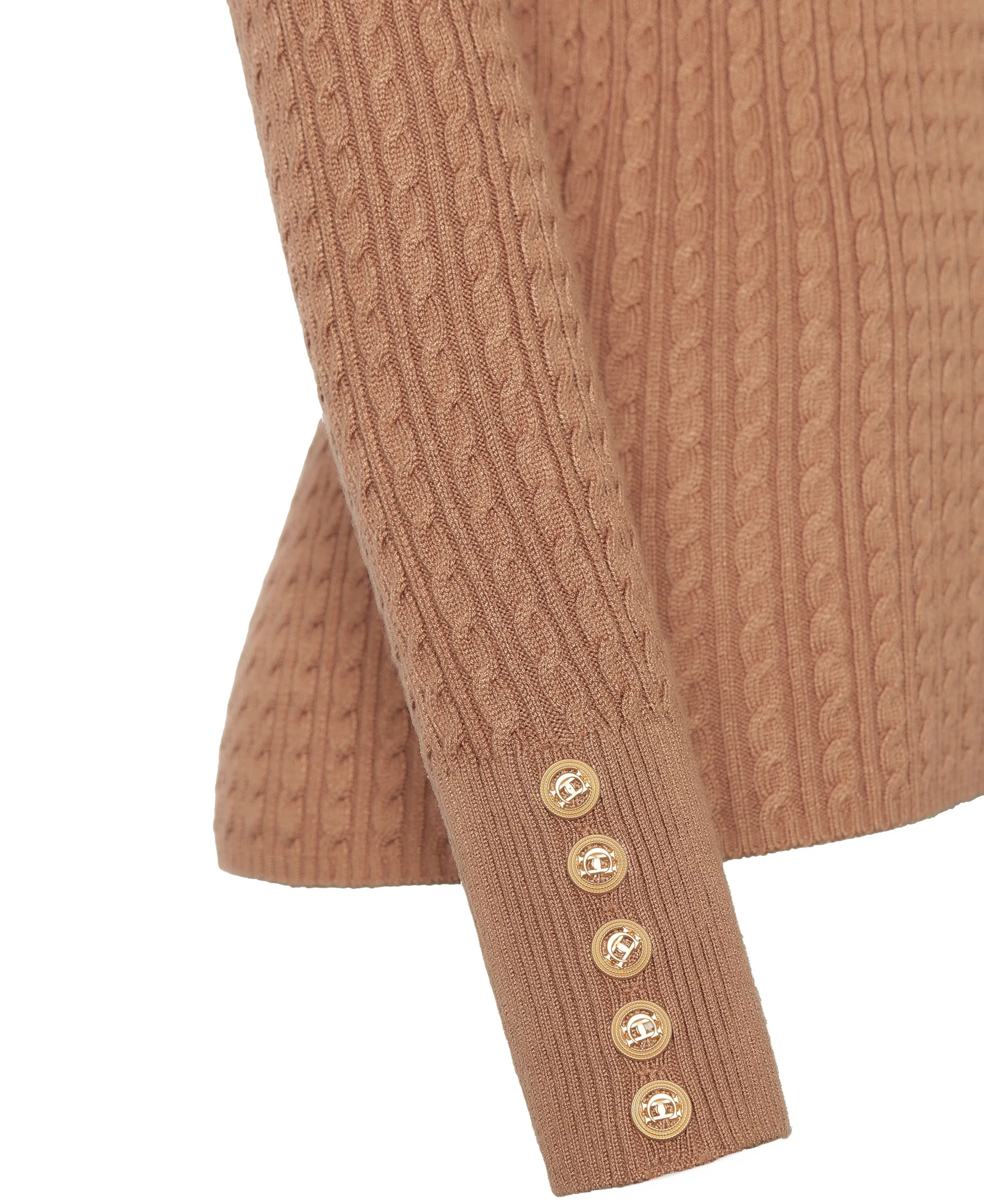 Half Zip Knit Dark Camel Marl