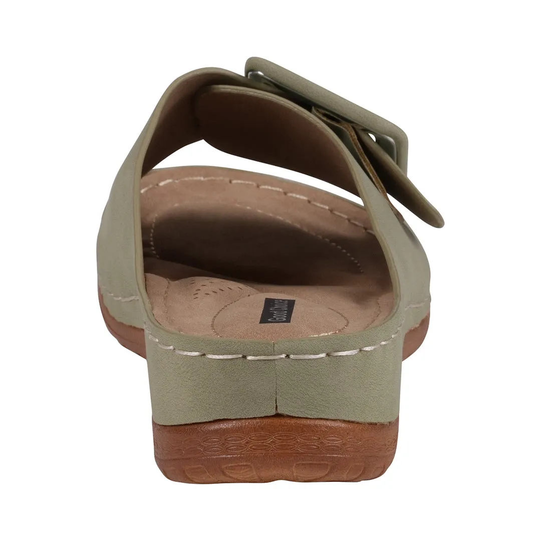 Hamden Green Buckle Comfort Flat Sandals