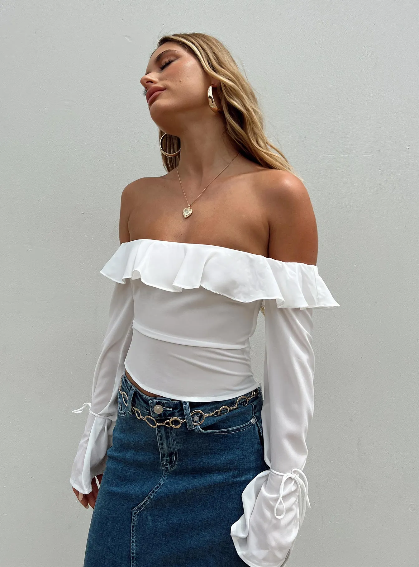 White Off The Shoulder Top by Hensman