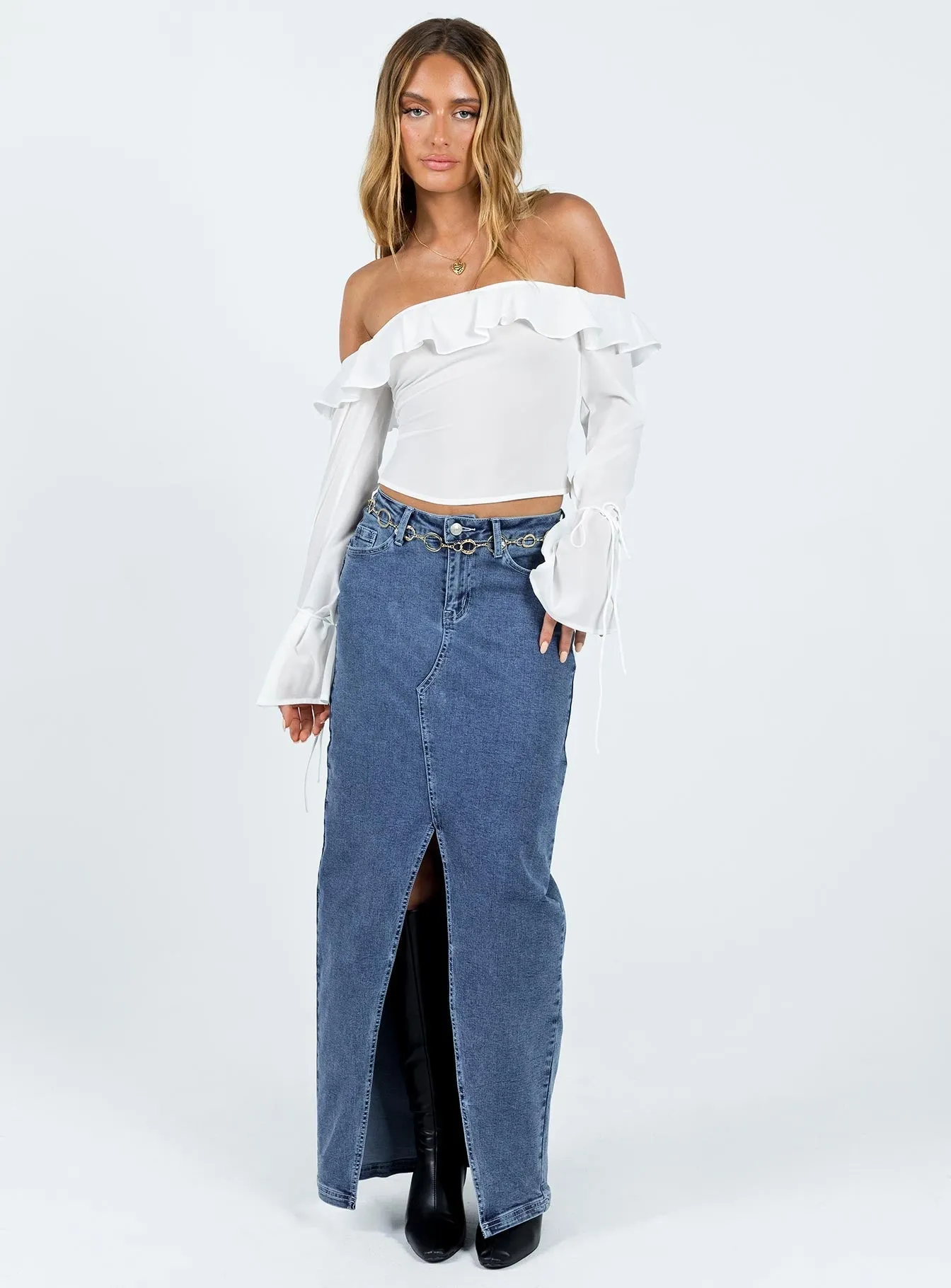 White Off The Shoulder Top by Hensman