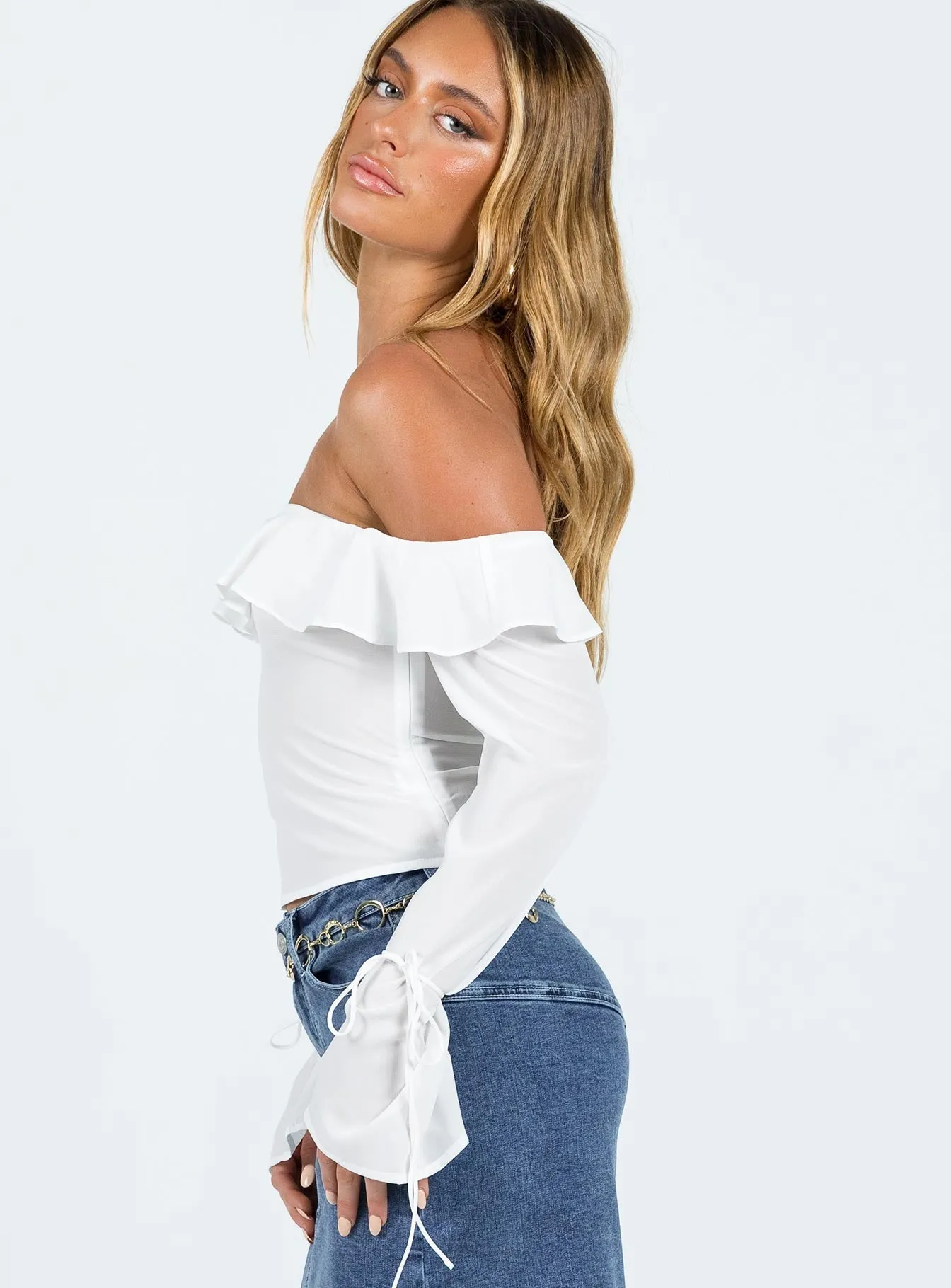 White Off The Shoulder Top by Hensman