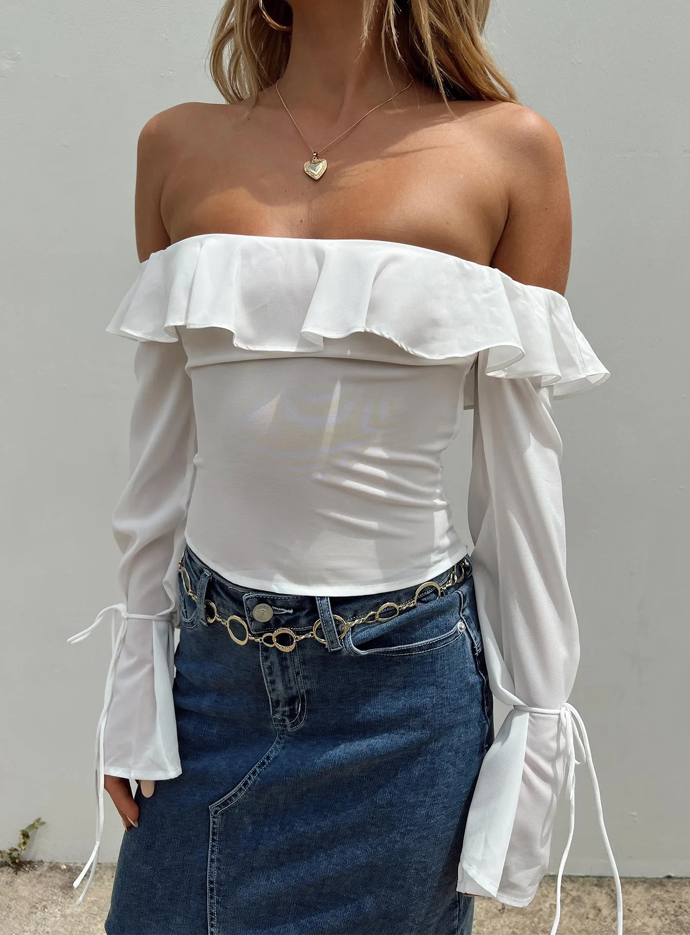 White Off The Shoulder Top by Hensman