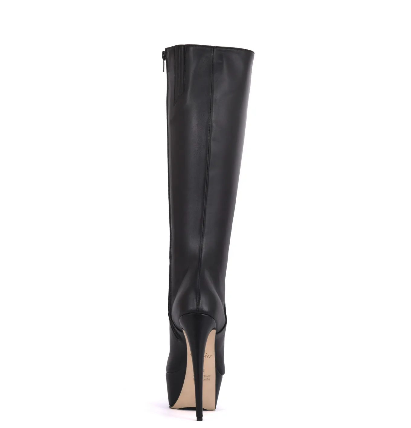 High knee boots with platform heels in real leather