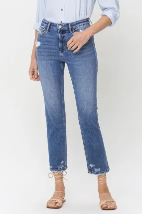 High Rise Raw Hem Straight Jeans for Women by Lovervet at High Rise.