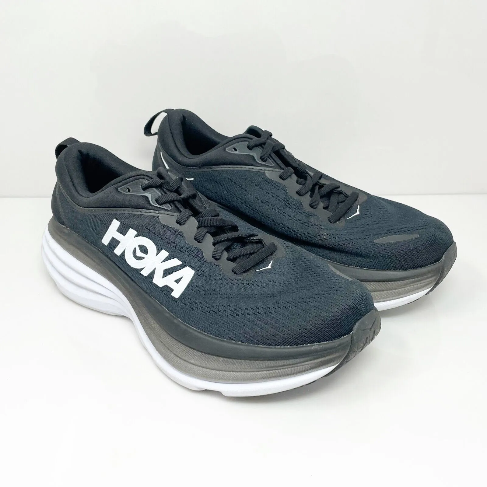 Hoka One One Womens Bondi 8 1127954 BWHT Black Running Shoes Sneakers Size 9 D