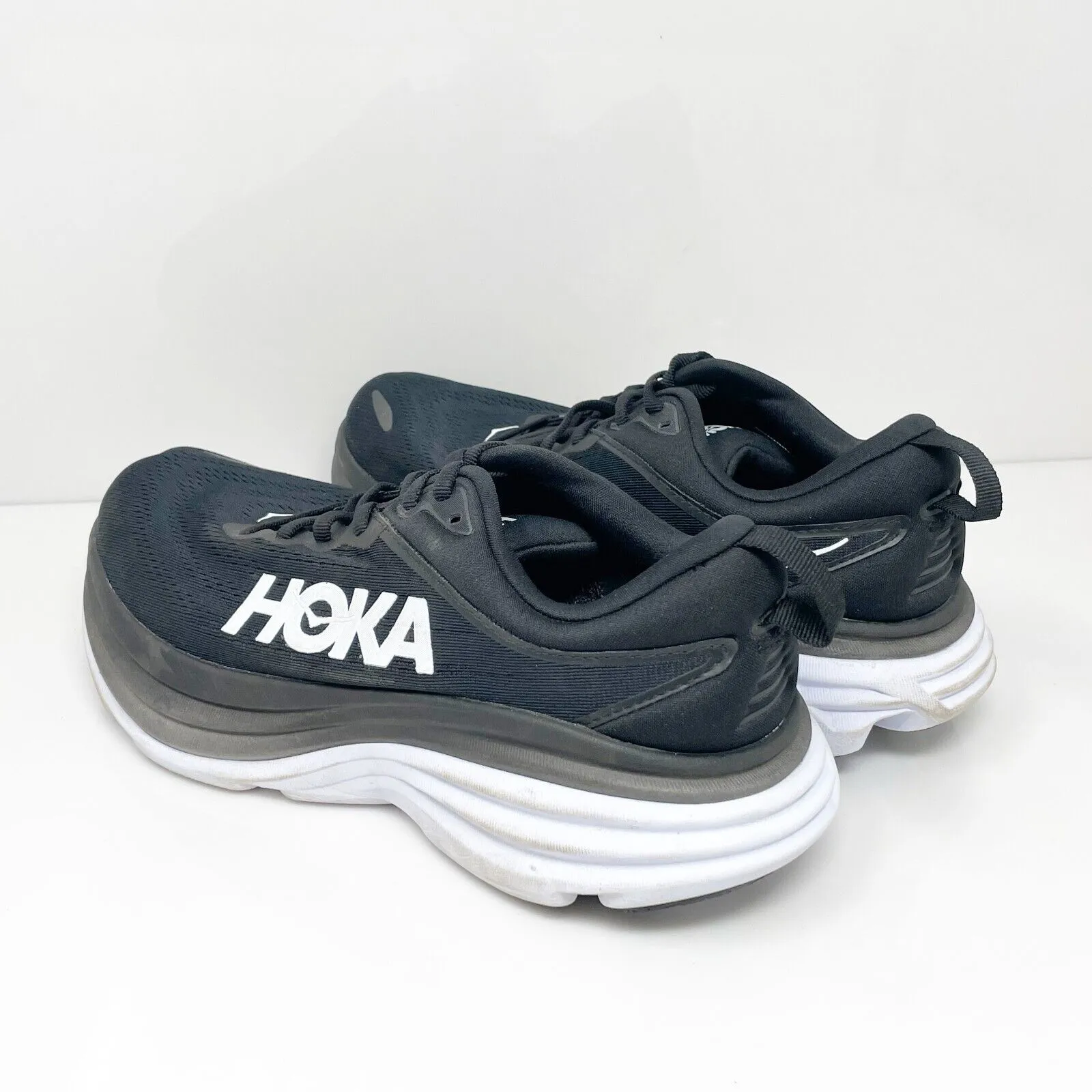 Hoka One One Womens Bondi 8 1127954 BWHT Black Running Shoes Sneakers Size 9 D