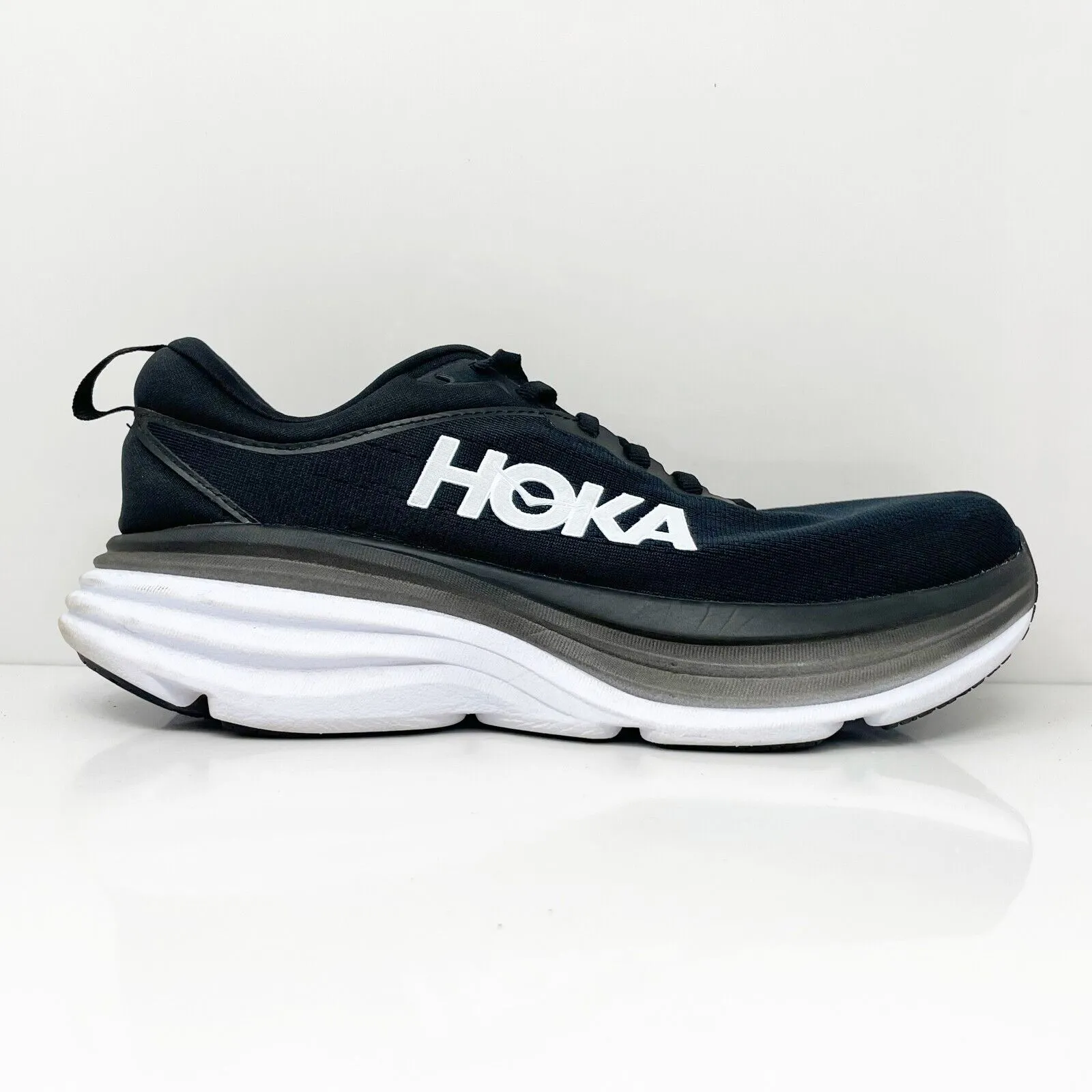 Hoka One One Womens Bondi 8 1127954 BWHT Black Running Shoes Sneakers Size 9 D