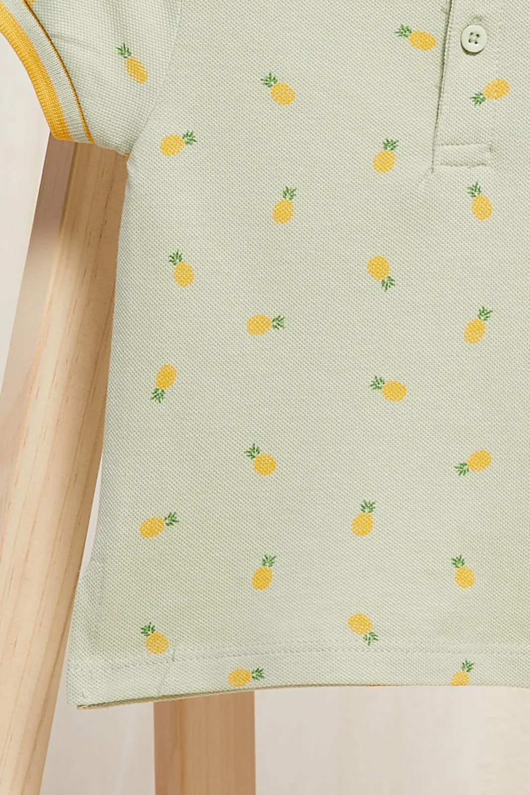 Infant Boys Mint Pineapple Printed Polo Shirt