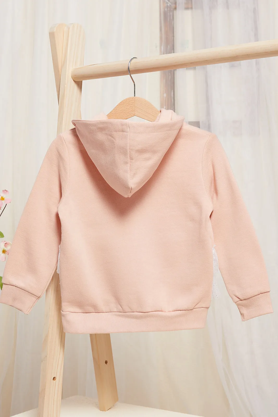 Infant Girls Pink Zip Thru Hooded Sweatshirt