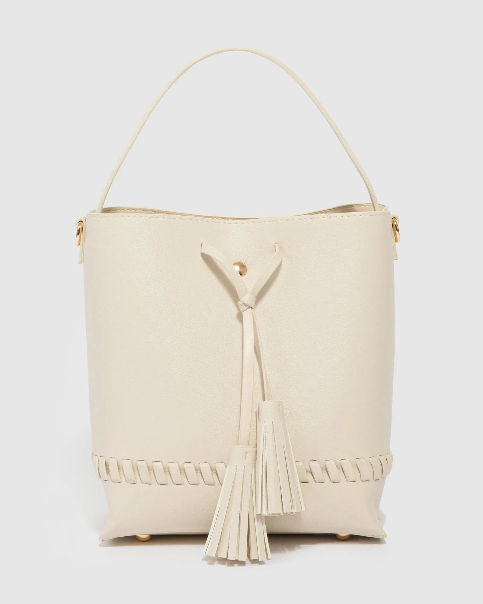 Ivory Arielle Tassel Bucket Bag