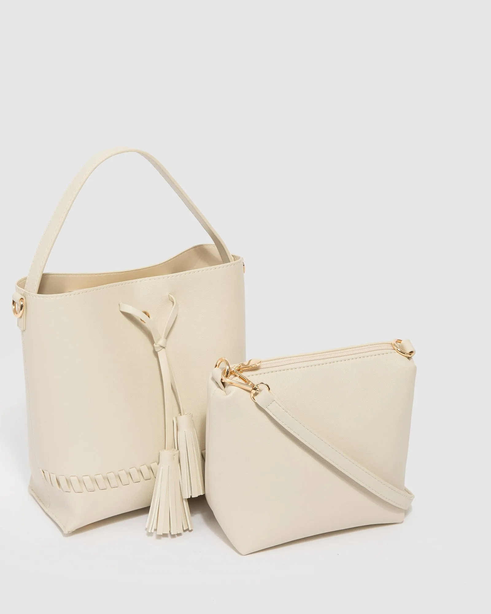 Ivory Arielle Tassel Bucket Bag