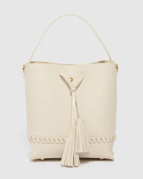 Ivory Arielle Tassel Bucket Bag