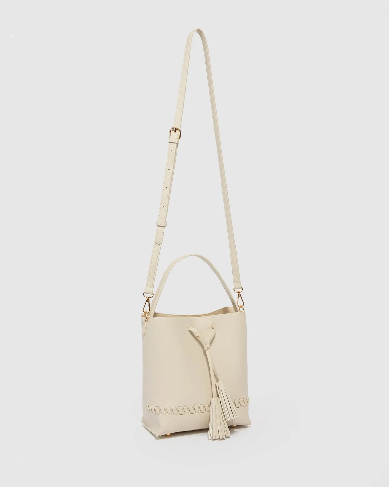 Ivory Arielle Tassel Bucket Bag