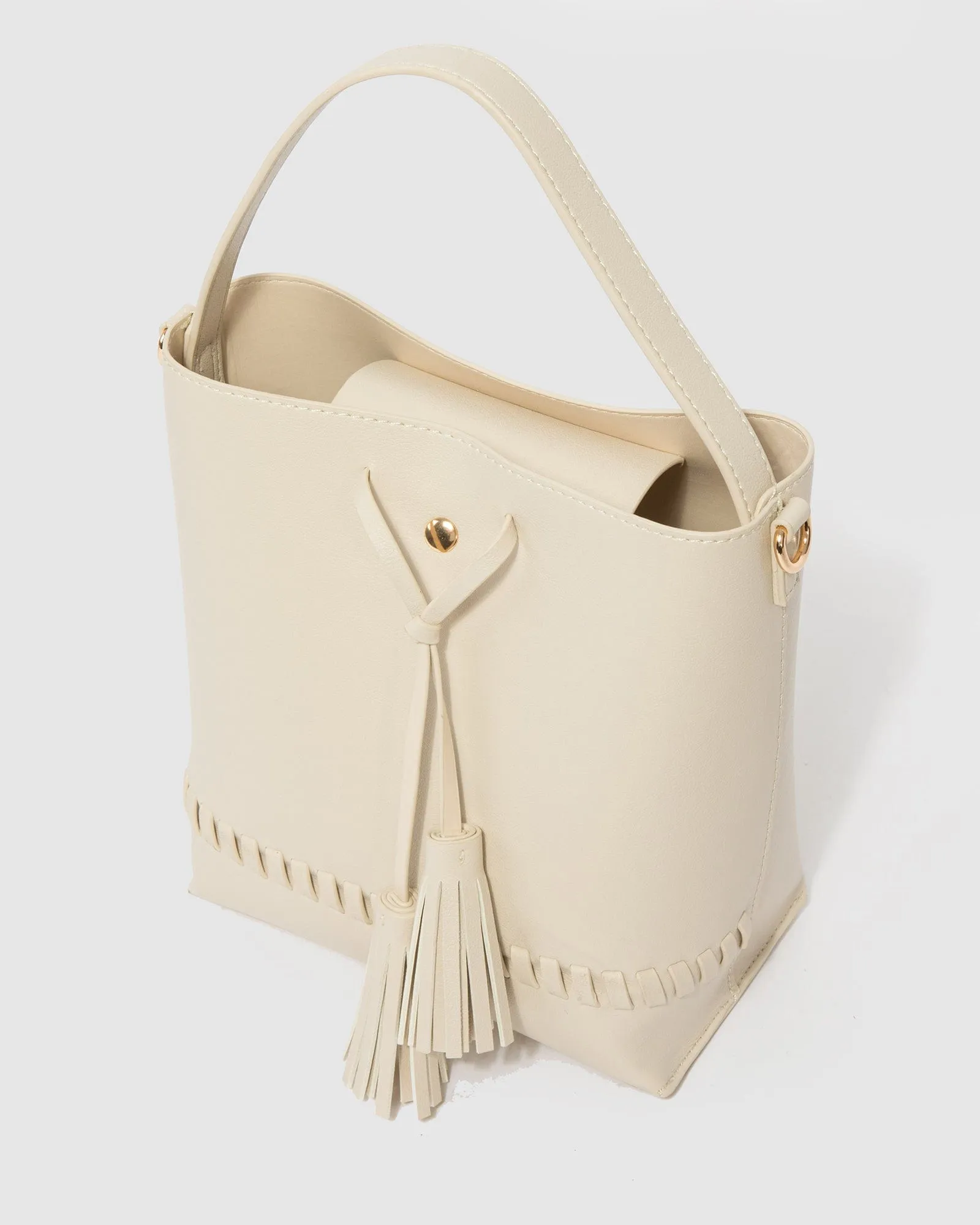 Ivory Arielle Tassel Bucket Bag