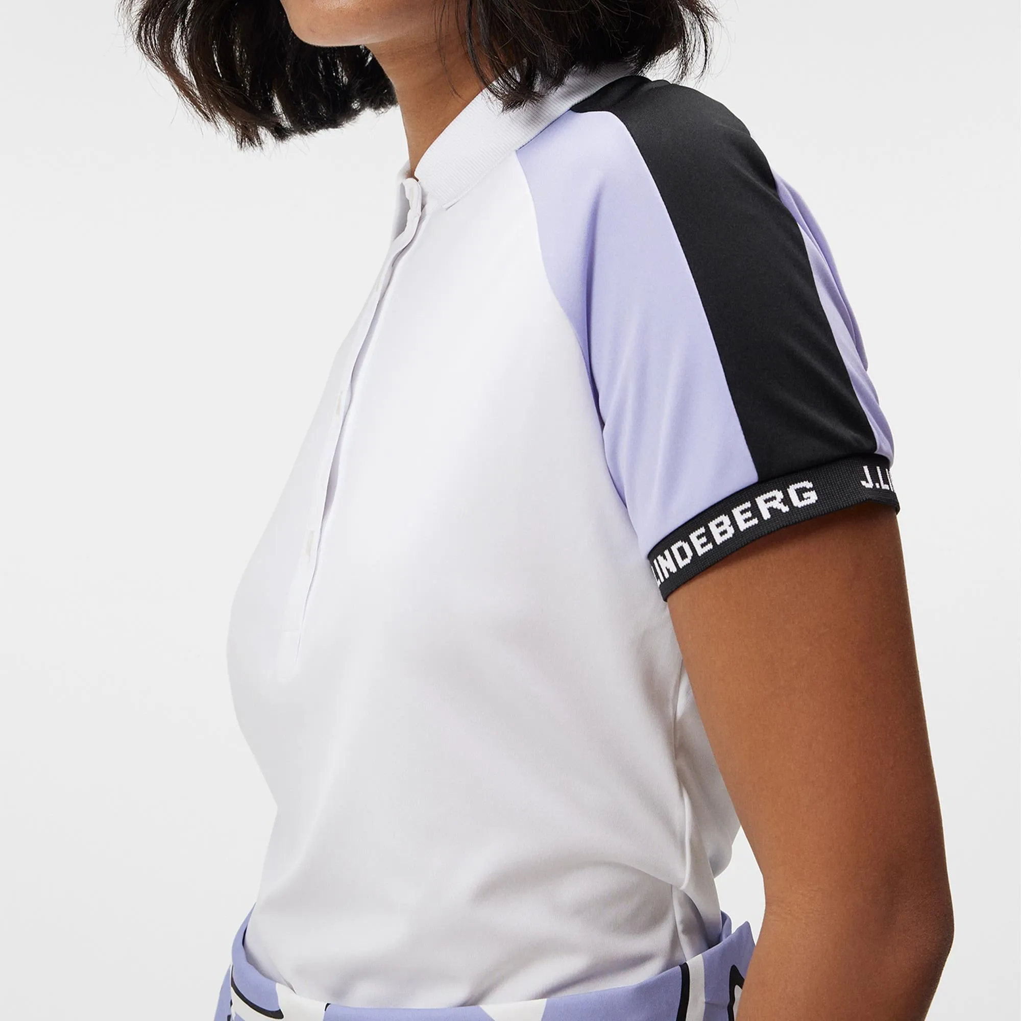 J Lindeberg Women's White Golf Polo Shirt - Perinne Model