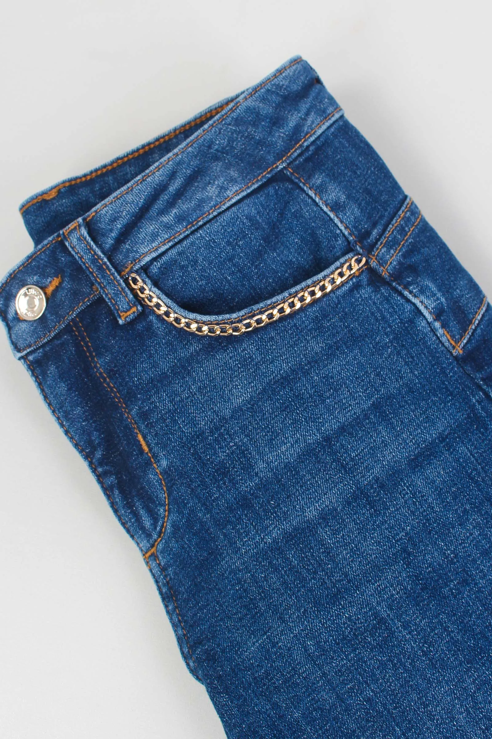 Mens Dark Denim Chain Pocket Jeans