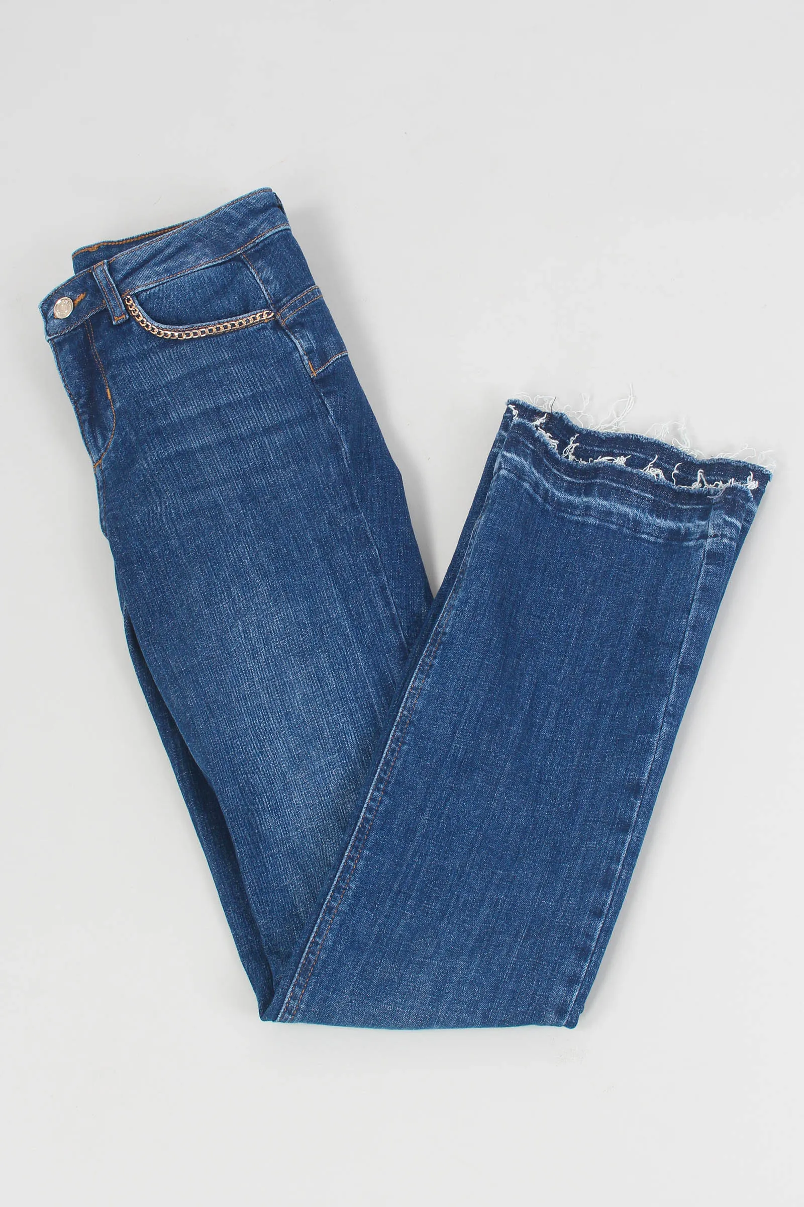 Mens Dark Denim Chain Pocket Jeans