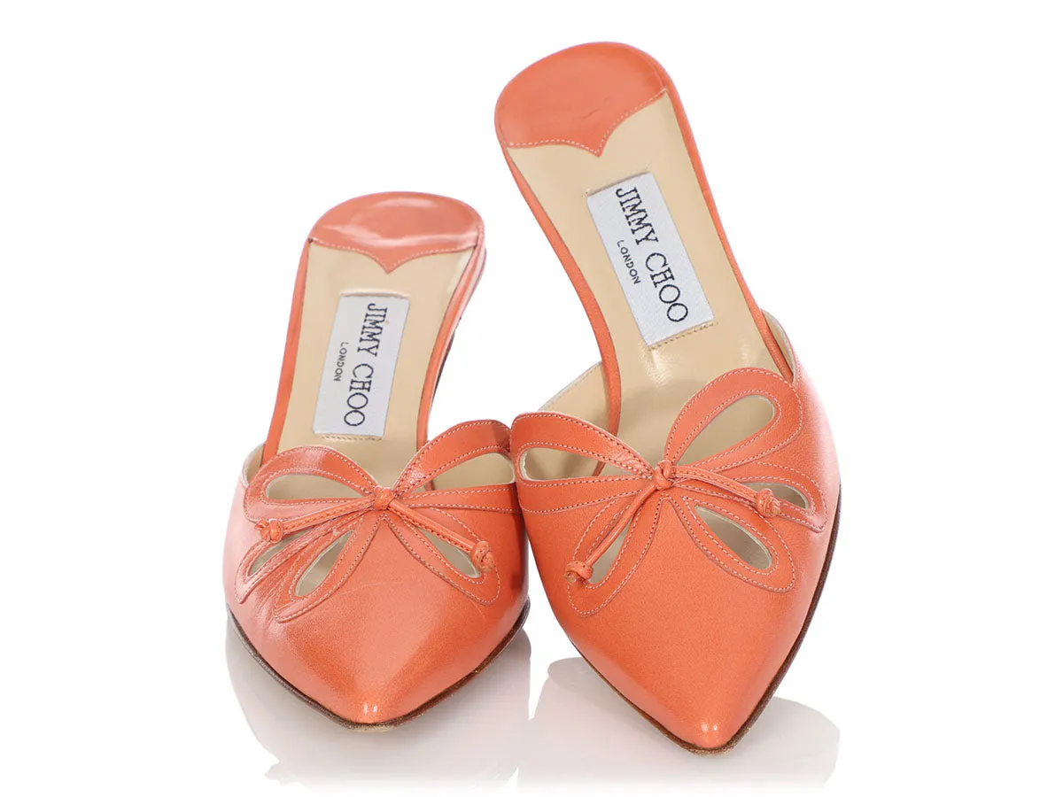 Jimmy Choo Orange Leather Slides