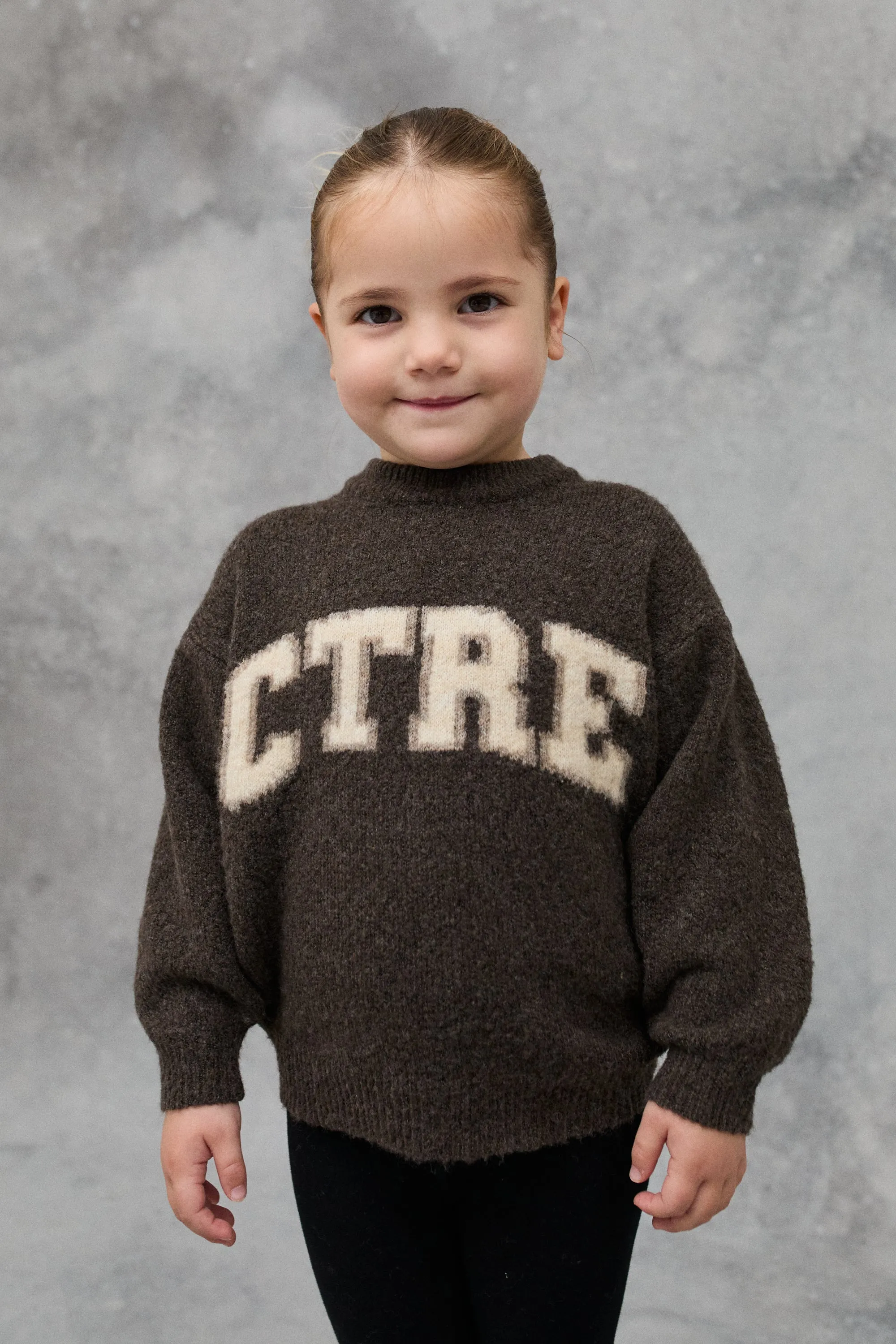 JNR CTRE KNIT SWEATSHIRT - BROWN