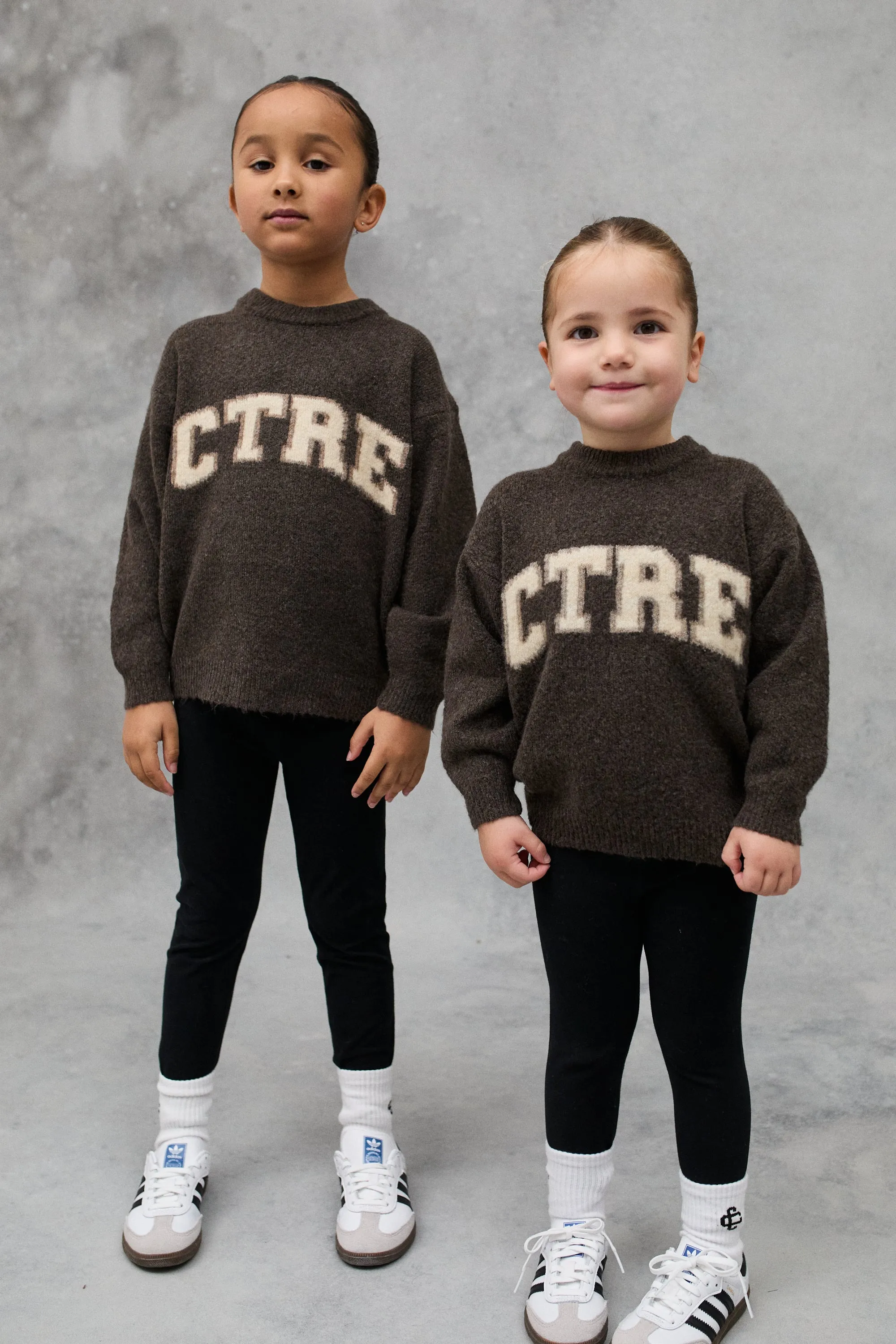 JNR CTRE KNIT SWEATSHIRT - BROWN