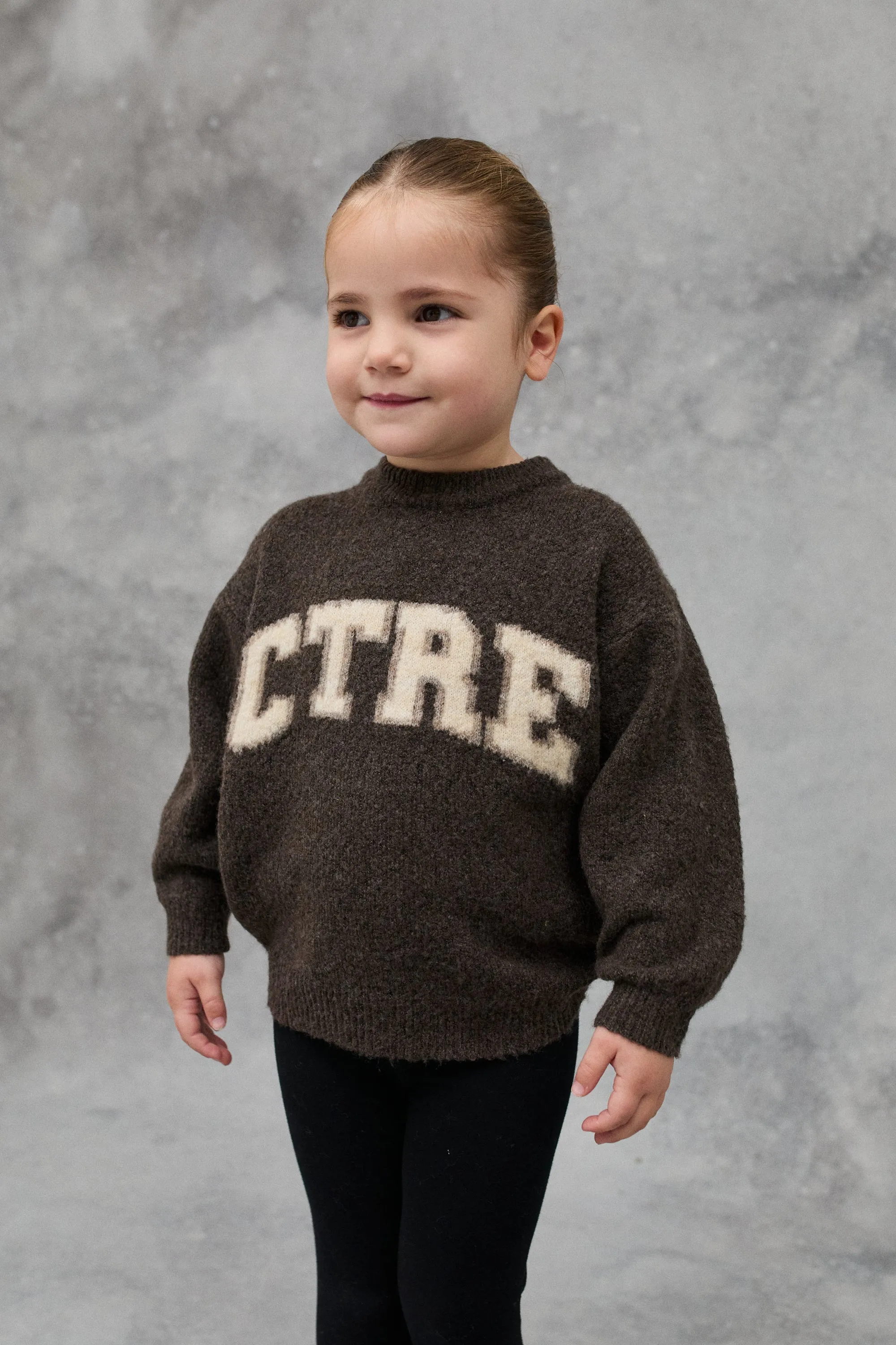 JNR CTRE KNIT SWEATSHIRT - BROWN