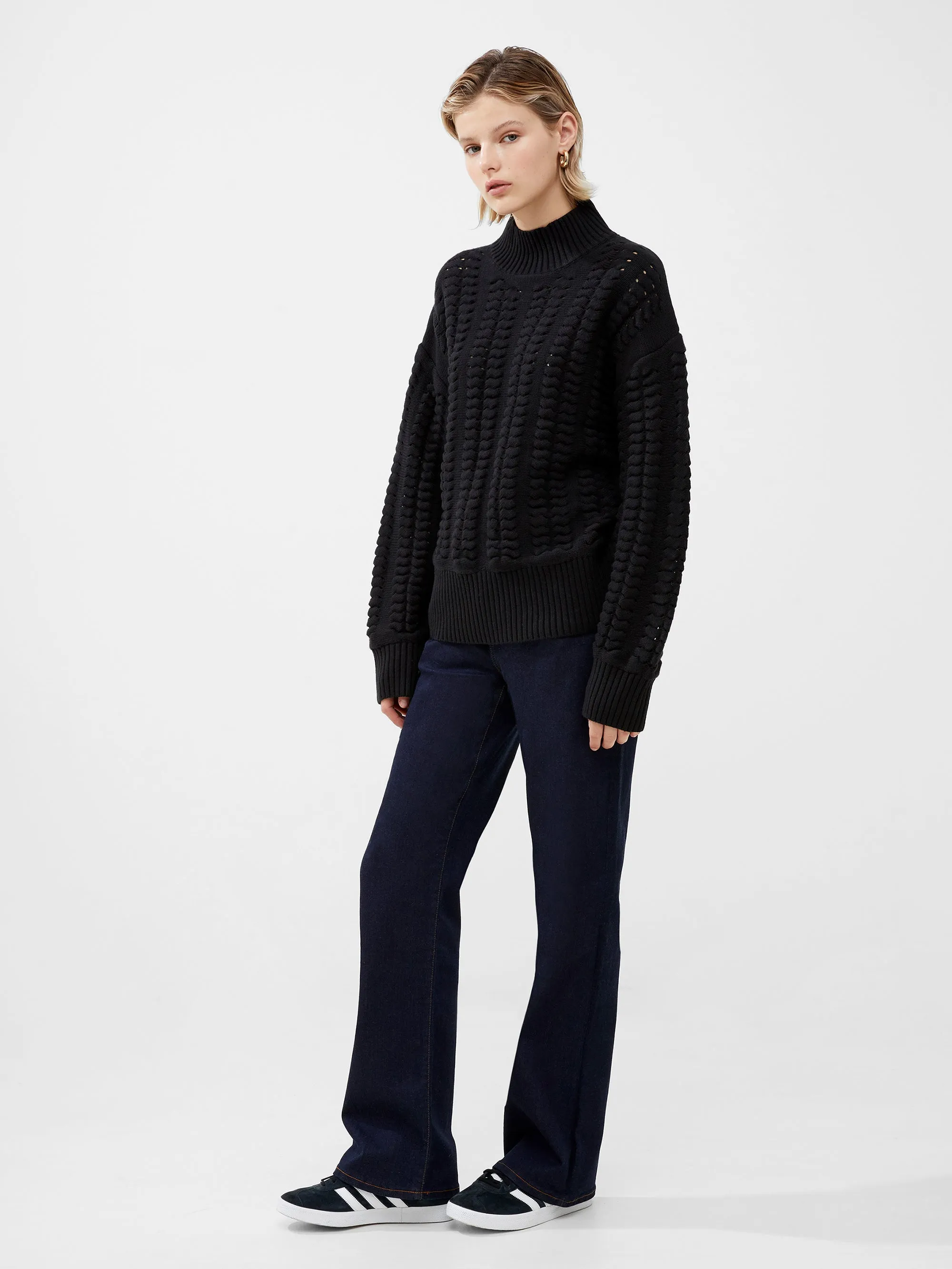 Jolee Cable Knit High Neck Sweater