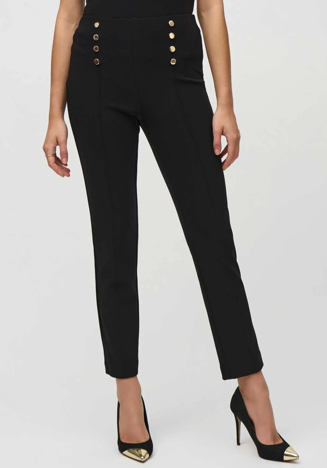 Joseph Ribkoff Button Detail Slim Leg Trousers, Black