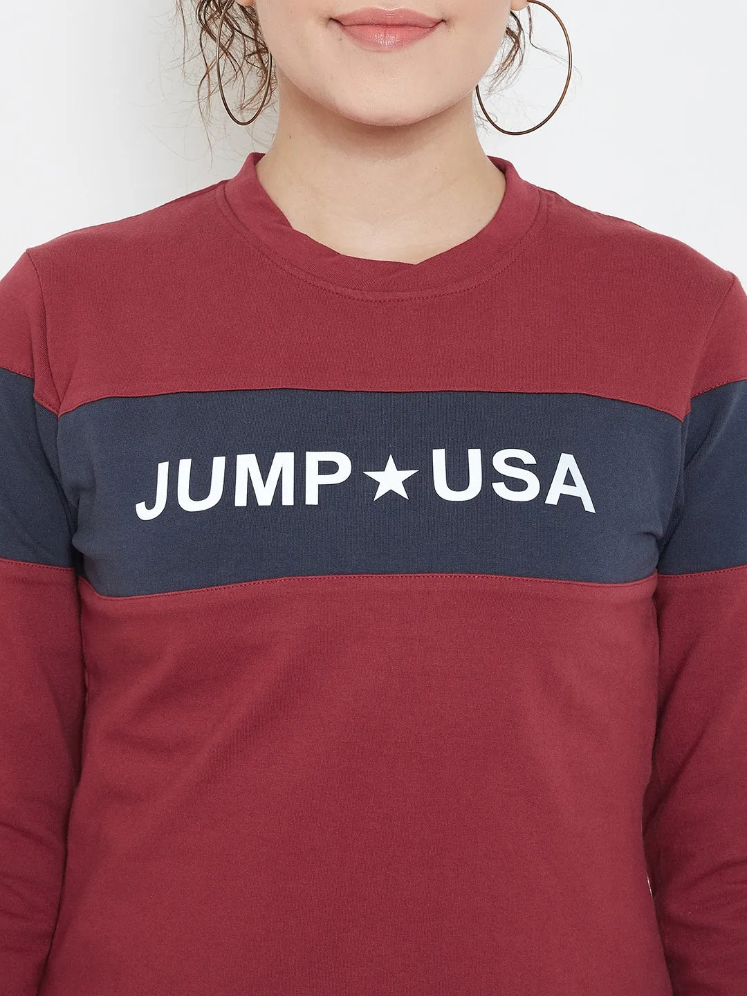 JUMP USA Women Solid Hooded Sweatshirt