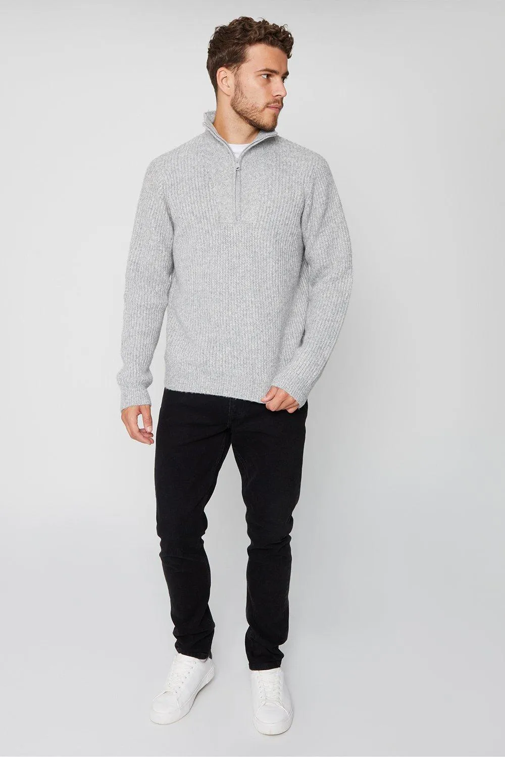 Quarter Zip Knitted Jumper 'Barnhill' by Threadbare