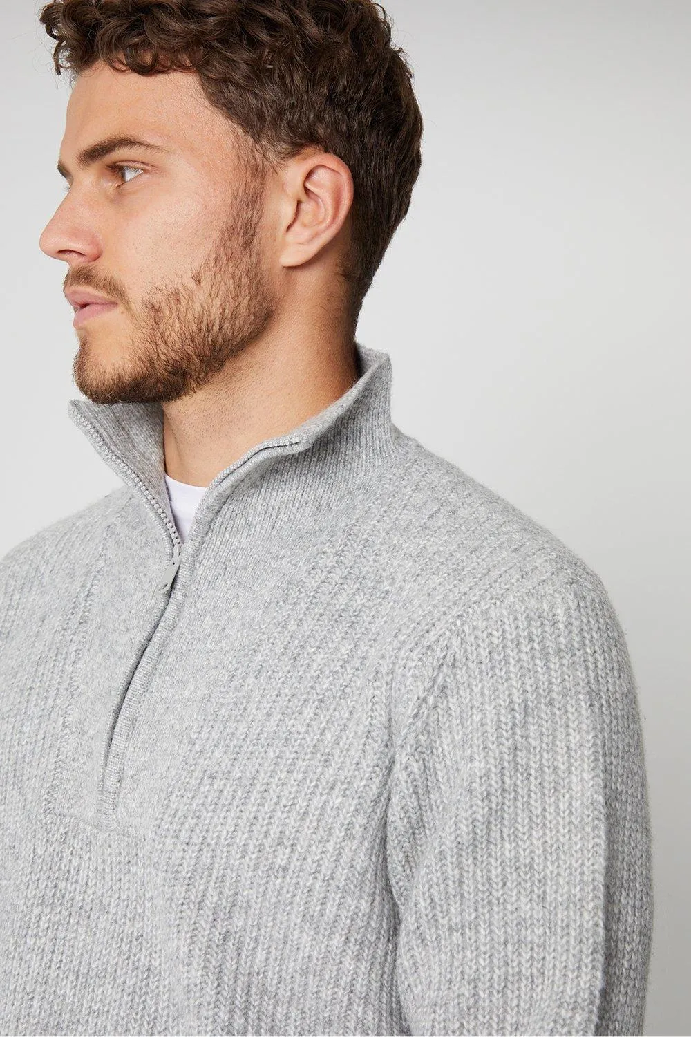 Quarter Zip Knitted Jumper 'Barnhill' by Threadbare