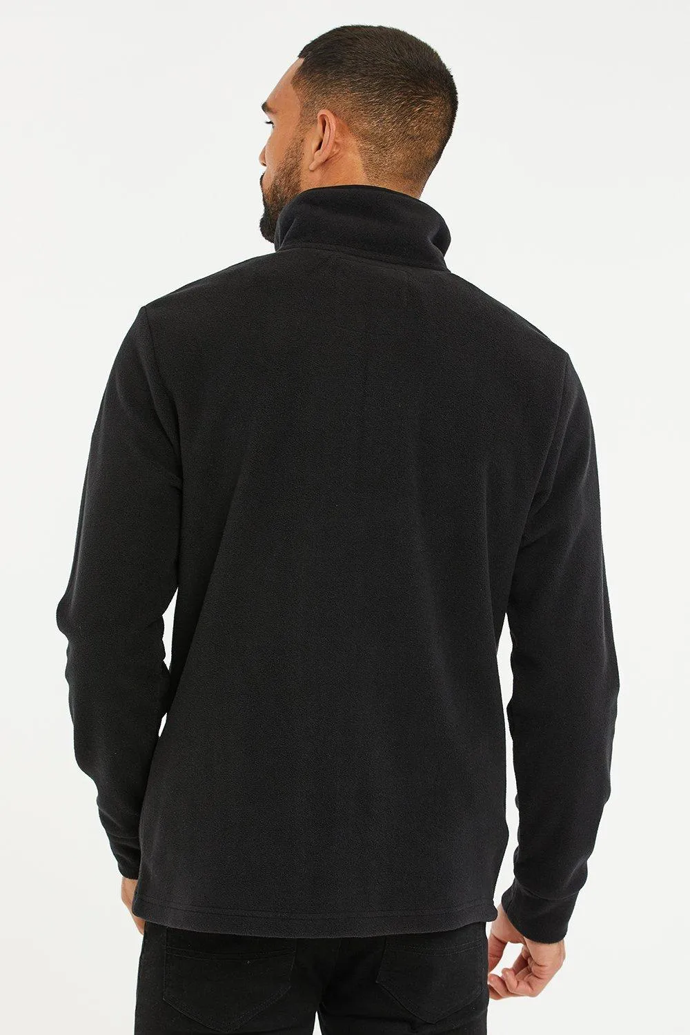 'Pedro' Quilted Fleece Jumper with Quarter Zip by Threadbare