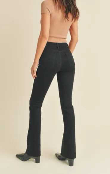 Black Denim Slim Bootcut Jeans.