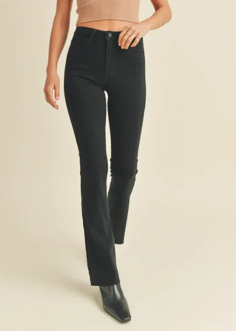 Black Denim Slim Bootcut Jeans.