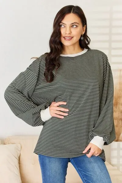 Kennedy Striped Contrast Top in Oversized Fit