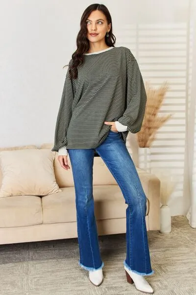 Kennedy Striped Contrast Top in Oversized Fit