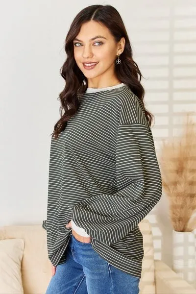 Kennedy Striped Contrast Top in Oversized Fit