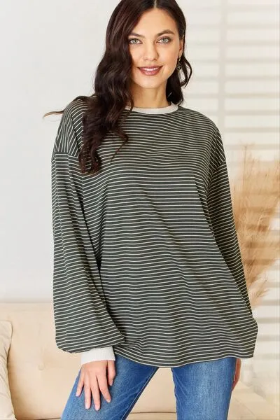 Kennedy Striped Contrast Top in Oversized Fit