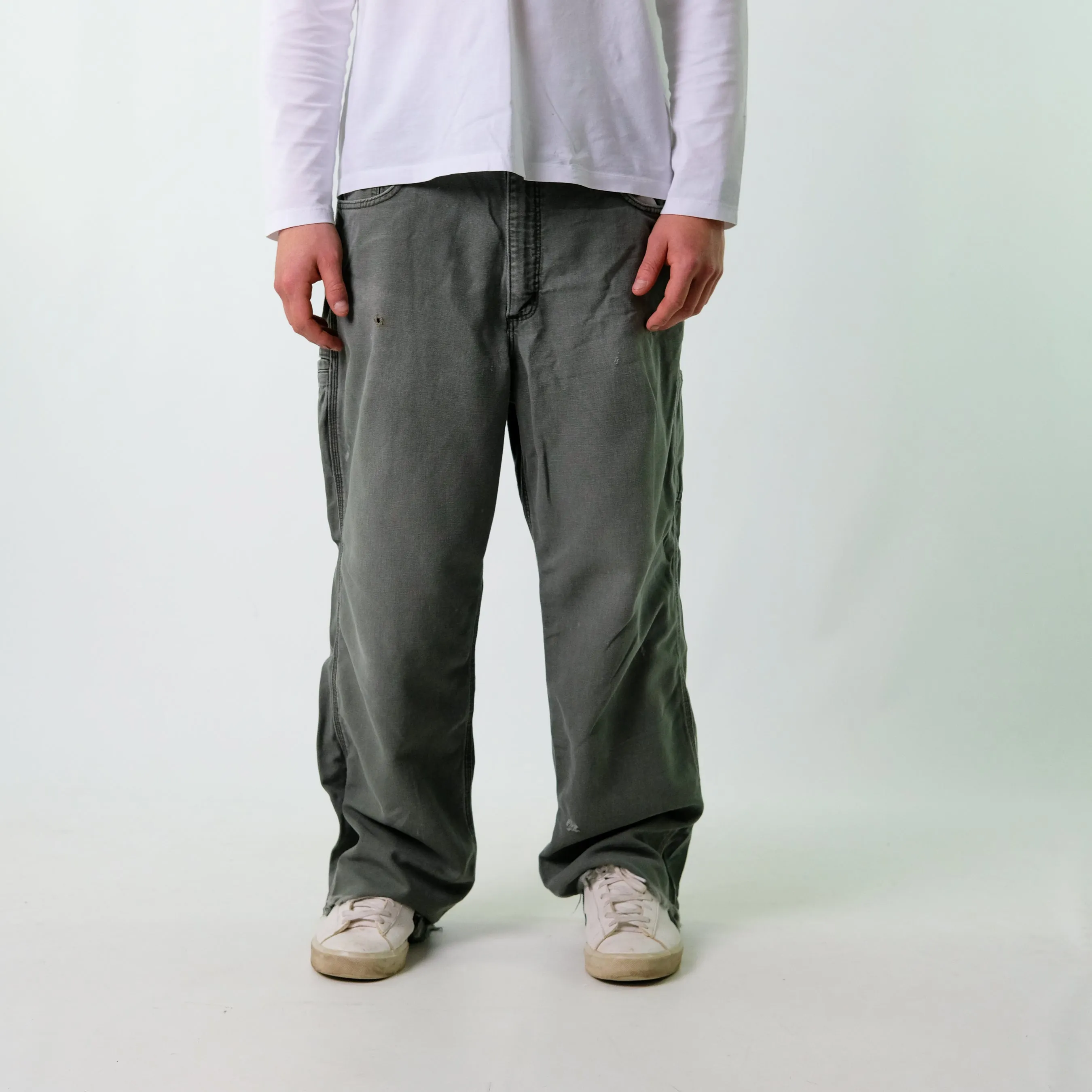 Khaki Green y2ks Carhartt Canvas Carpenter Jeans Baggy Pants (36x30)