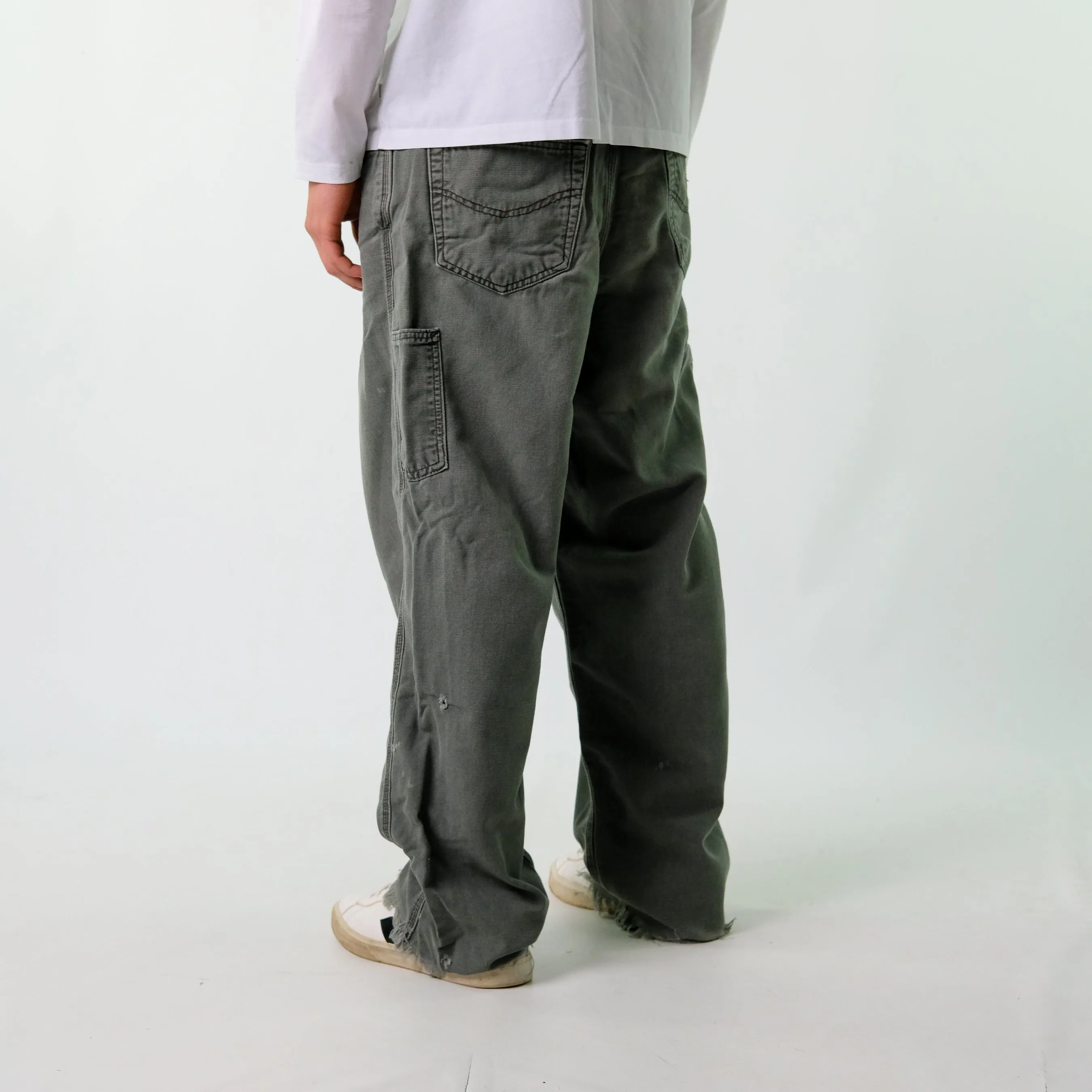 Khaki Green y2ks Carhartt Canvas Carpenter Jeans Baggy Pants (36x30)