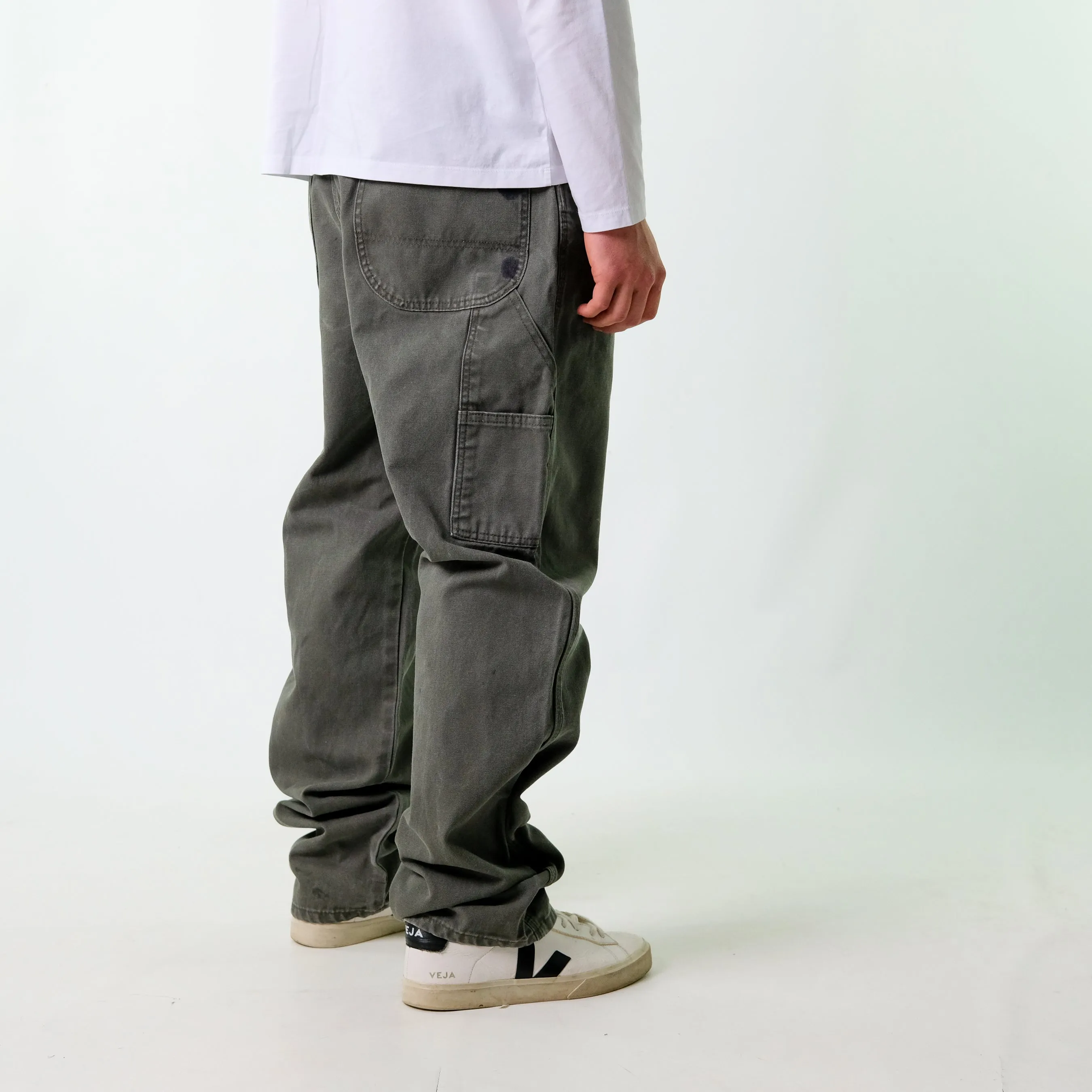 Khaki Green y2ks Dickies Canvas Carpenter Jeans Baggy Pants (36x34)