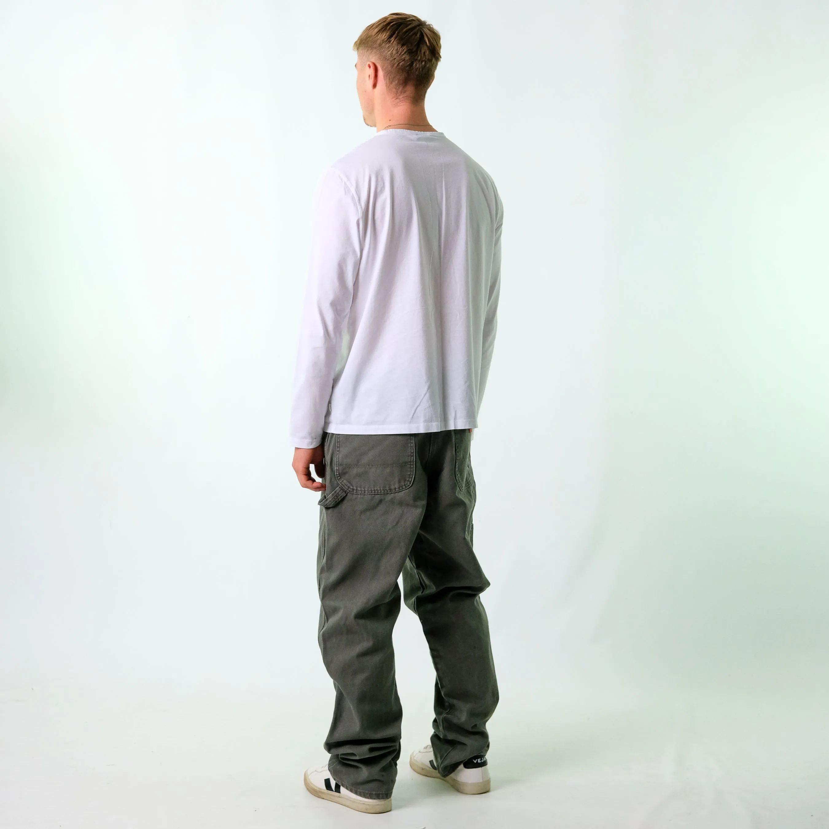 Khaki Green y2ks Dickies Canvas Carpenter Jeans Baggy Pants (36x34)